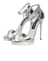 Dolce & Gabbana Silver Leather Platform Keira Sandals Shoes