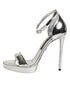 Dolce & Gabbana Silver Leather Platform Keira Sandals Shoes