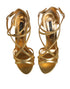 Dolce & Gabbana Gold Leather Keira Heels Sandals Shoes