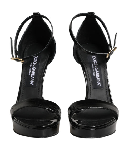 Dolce & Gabbana Black Leather Platform Keira Sandals Shoes