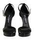 Dolce & Gabbana Black Leather Platform Keira Sandals Shoes