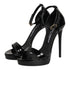 Dolce & Gabbana Black Leather Platform Keira Sandals Shoes