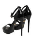 Dolce & Gabbana Black Leather Platform Keira Sandals Shoes
