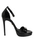 Dolce & Gabbana Black Leather Platform Keira Sandals Shoes