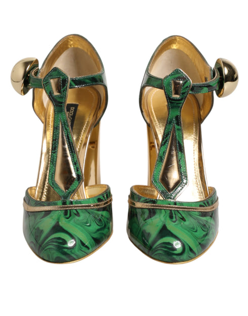Dolce & Gabbana Green Patent Leather Vally Heels Pumps Shoes
