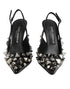 Dolce & Gabbana Black Studded Leather Heels Slingbacks Shoes