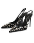 Dolce & Gabbana Black Studded Leather Heels Slingbacks Shoes