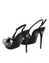 Dolce & Gabbana Black Studded Leather Heels Slingbacks Shoes