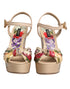 Dolce & Gabbana Beige Floral Ankle Strap Wedge Sandals Shoes
