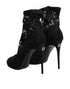 Dolce & Gabbana Black Stretch Taormina Lace Boots Shoes