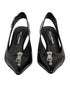 Dolce & Gabbana Black Zipper Leather Heels Slingbacks Shoes