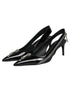 Dolce & Gabbana Black Zipper Leather Heels Slingbacks Shoes
