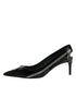 Dolce & Gabbana Black Zipper Leather Heels Slingbacks Shoes