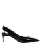 Dolce & Gabbana Black Zipper Leather Heels Slingbacks Shoes