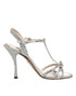 Dolce & Gabbana Silver Strass Ankle Strap Heels Sandals Shoes