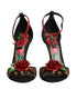 Dolce & Gabbana Brown Leopard Crystal Roses Sandals Shoes