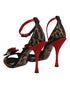 Dolce & Gabbana Brown Leopard Crystal Roses Sandals Shoes