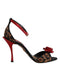 Dolce & Gabbana Brown Leopard Crystal Roses Sandals Shoes