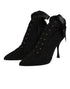 Dolce & Gabbana Black Stiletto Heels Lace Up Boots Shoes