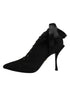 Dolce & Gabbana Black Stiletto Heels Lace Up Boots Shoes