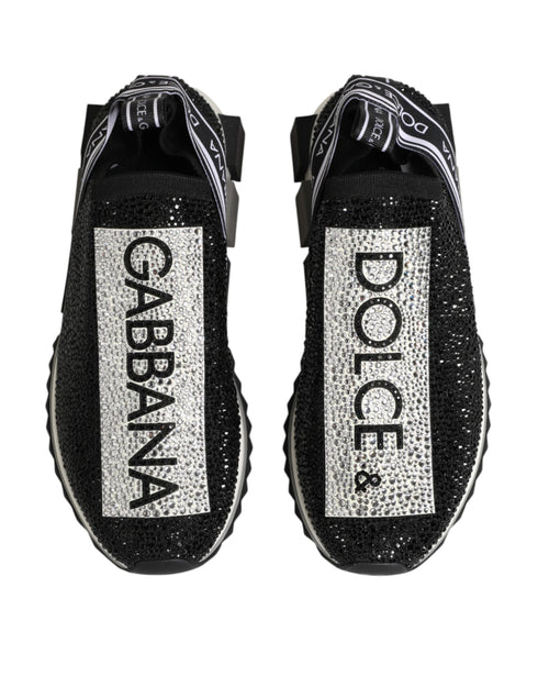 Dolce & Gabbana Black Silver Slip On Sorrento Sneakers Shoes