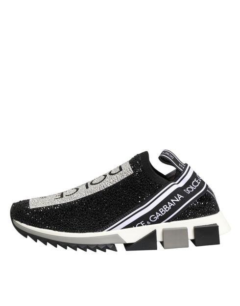 Dolce & Gabbana Black Silver Slip On Sorrento Sneakers Shoes