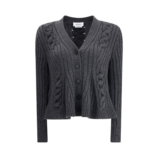 Alexander McQueen Peplum Cable Cardigan