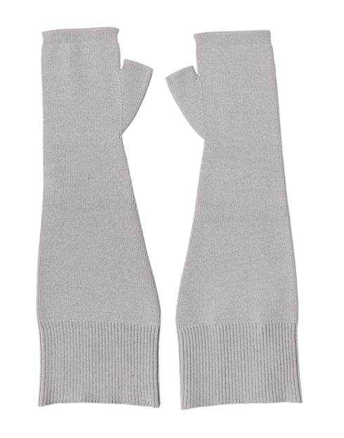 Dolce & Gabbana Gray Virgin Wool Knitted Fingerless Men Gloves