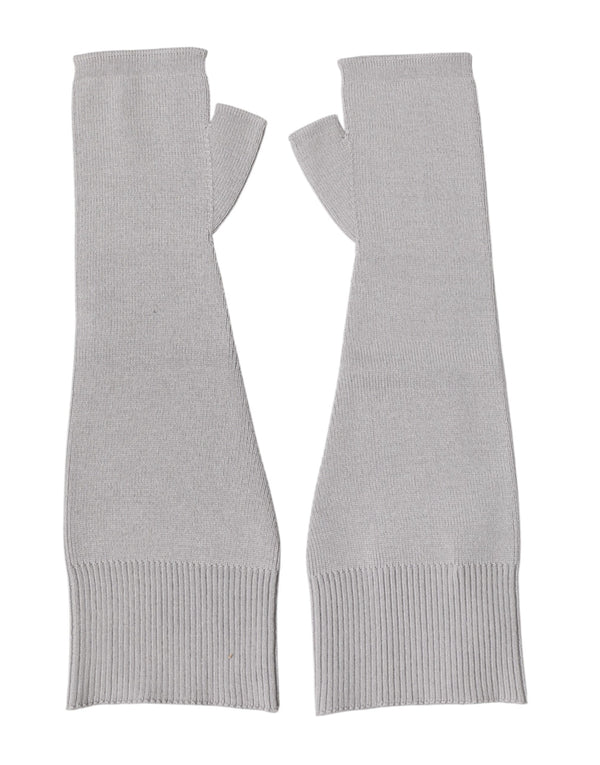 Dolce & Gabbana Gray Virgin Wool Knitted Fingerless Men Gloves