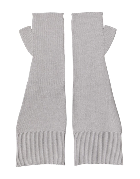 Dolce & Gabbana Gray Virgin Wool Knitted Fingerless Men Gloves