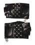 Dolce & Gabbana Black Leather Studded Fingerless Hand Mitten Men Gloves