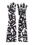 Dolce & Gabbana Black White DG Logo Elbow Length Mitten Gloves