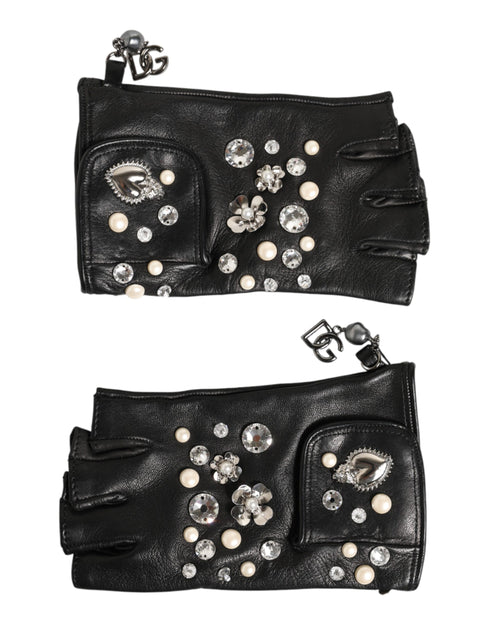 Dolce & Gabbana Blue Logo Fingerless Wrist Length Mitten Gloves