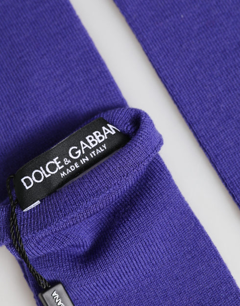 Dolce & Gabbana Violet Wool Fingerless Elbow Length Mitten Gloves