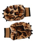 Dolce & Gabbana Brown Leopard Knitted Fur Wrist Mitten Gloves