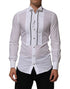 Dolce & Gabbana White Cotton Collared Long Sleeve GOLD Dress Shirt