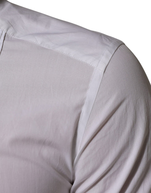 Dolce & Gabbana White Cotton Collared Long Sleeve GOLD Dress Shirt