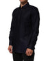 Dolce & Gabbana Blue Cotton Collared Long Sleeve GOLD Men Dress Shirt