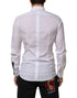 Dolce & Gabbana White Logo Cotton Collared GOLD Dress Shirt