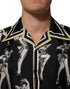 Dolce & Gabbana Black Silk Pin Up Printed Button Down Shirt