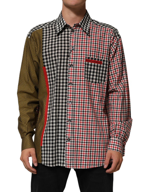 Dolce & Gabbana Multicolor Cotton Collared Checkered Shirt