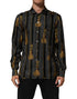 Dolce & Gabbana Black Dotted Tassel Silk Button Down Shirt