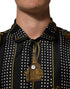 Dolce & Gabbana Black Dotted Tassel Silk Button Down Shirt