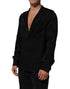 Dolce & Gabbana Black DG Logo Silk Men Long Sleeves Shirt