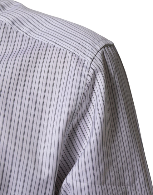 Dolce & Gabbana White Stripes Cotton Men GOLD Dress Shirt