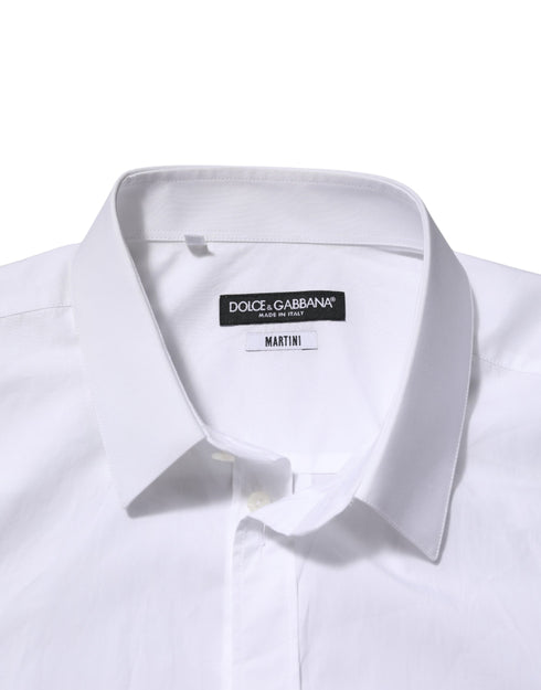 Dolce & Gabbana White Cotton Collared Men MARTINI Dress Shirt