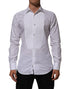 Dolce & Gabbana White Cotton Collared Bib GOLD Dress Shirt