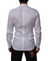 Dolce & Gabbana White Cotton Collared Bib GOLD Dress Shirt