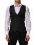 Dolce & Gabbana Black Wool Men Dress Formal Waistcoat Vest