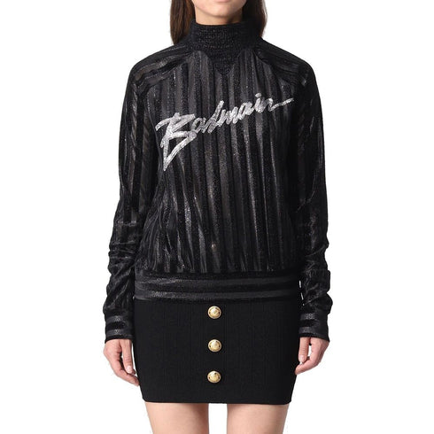Balmain High-Neck Logo Sweater